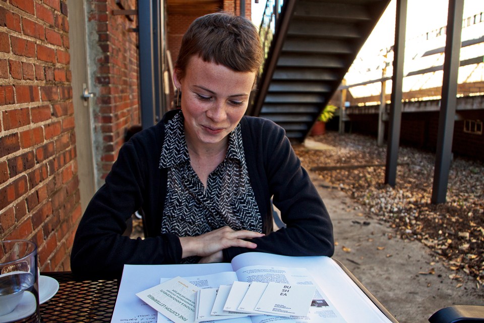 (Bu Shea with limited edition, letter-pressed cards.) 