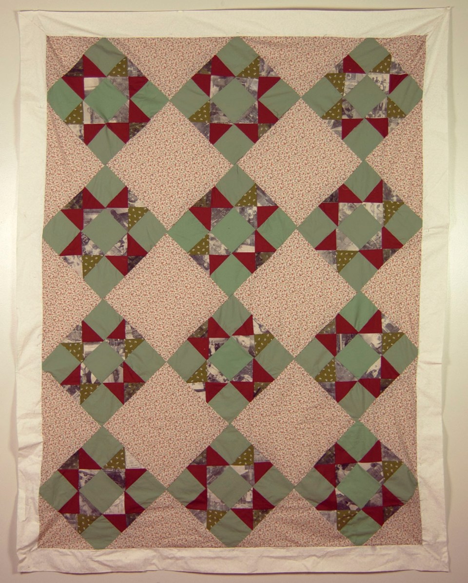 [“If I Ever Get Back to Florida, I'm Gonna Nail My Feet to the Ground," fabric, photo transfer and thread, 2013.