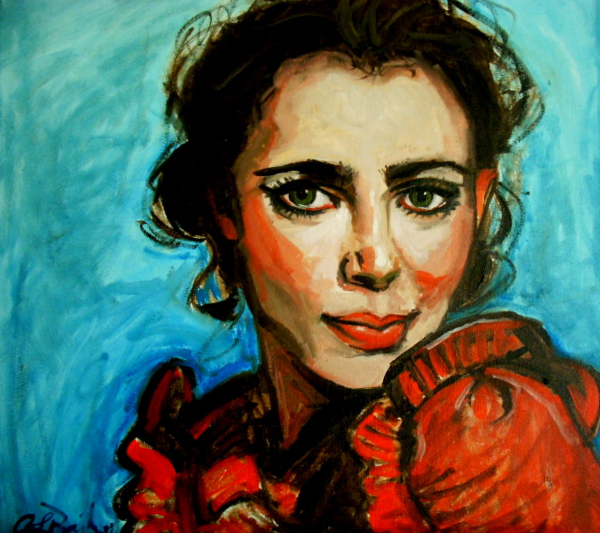 (Amber L. Bailey, "Lady in Red," 18 x 18, oil on canvas.)