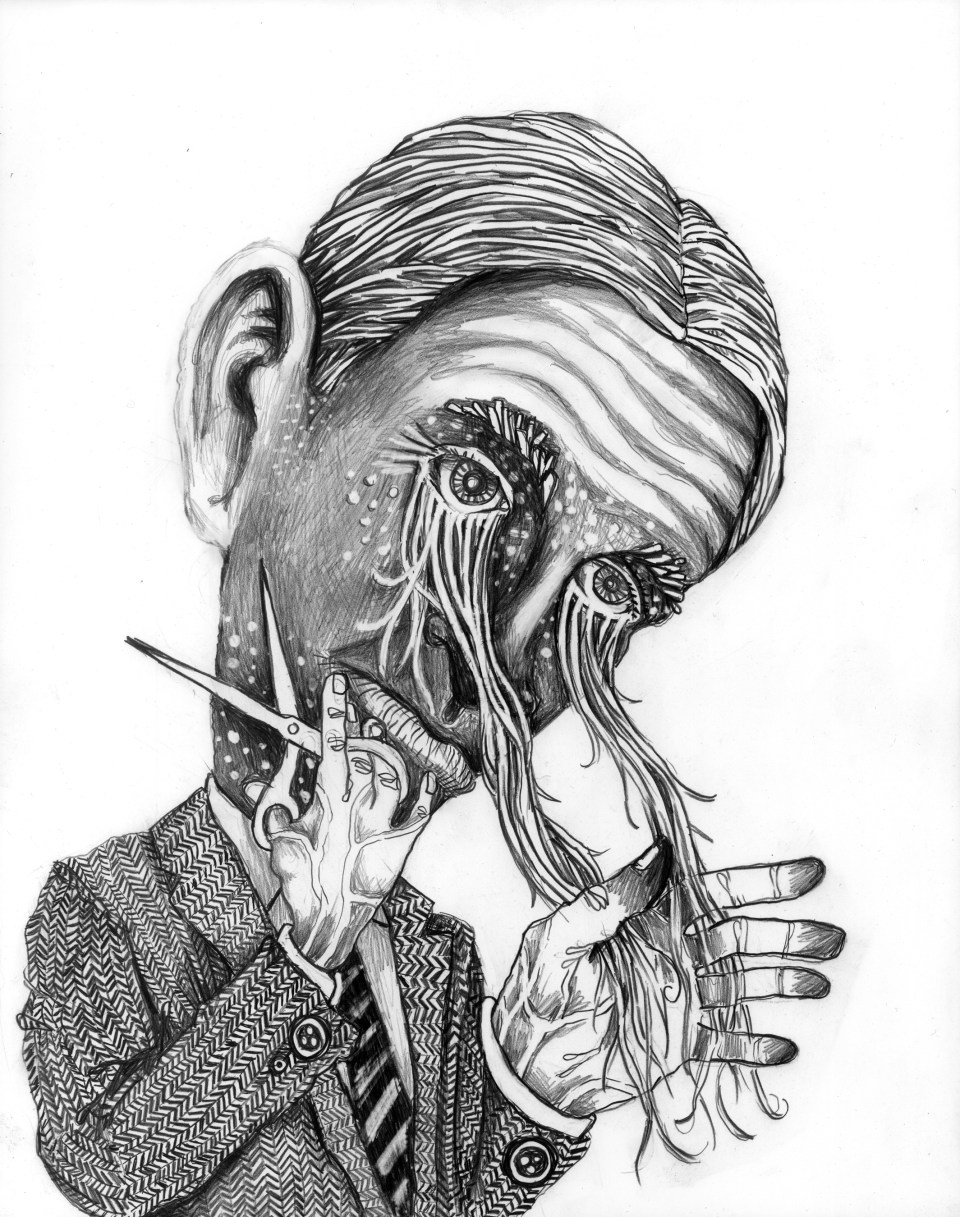 [John Casey's "Cutter", pencil on panel, 14" x 11", 2013.]