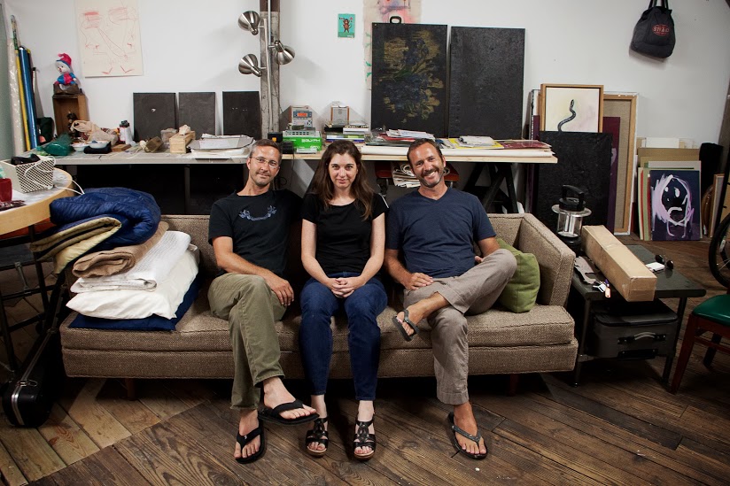 [Left to right: Mark, Shannon, and Phillip Estlund in the Artist-in-Residency studio at CoRK.]