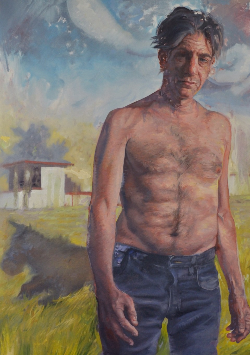 ["With the Donkey," oil on canvas, 42 x 30; 2013.]