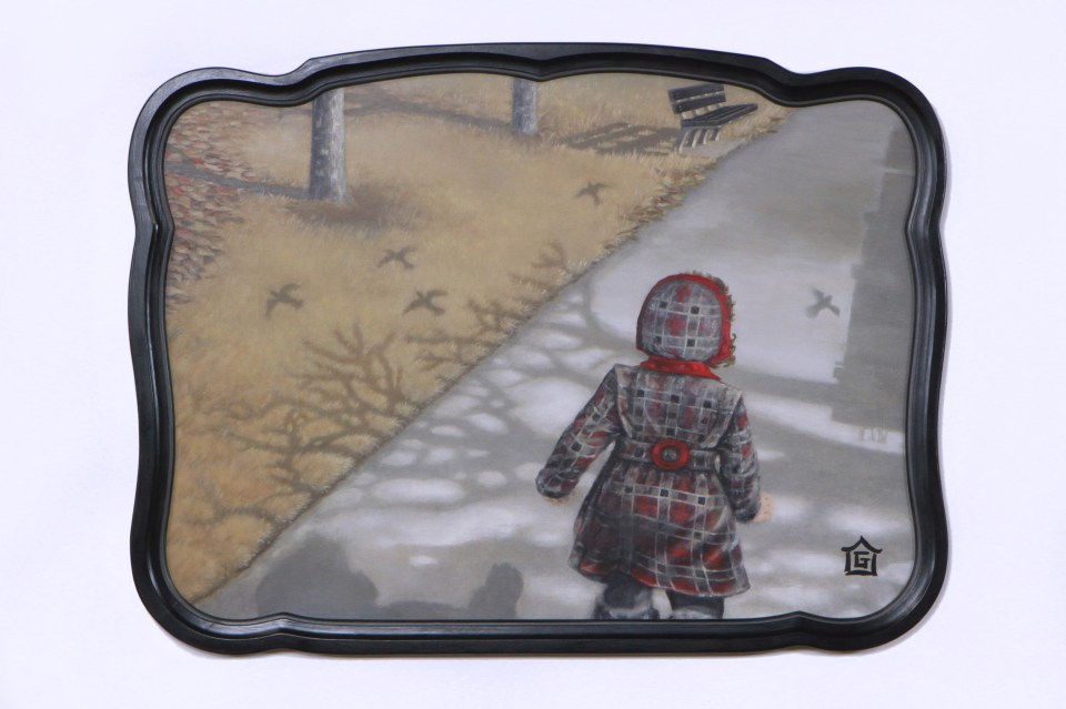 ["Running Down a Dream," acrylic on wood panel, 36 x 28; 2013.]